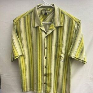 Cubavera Olive and Cream Striped Men's Shirt